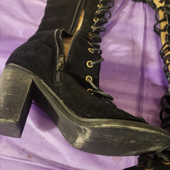 Jeffrey Campbell Black Lace-Up Boots - Picture 6 of 11